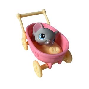 Littlest Pet Shop LPS Grey Mouse #80 Blue Eyes And Pink Feet Hasbro